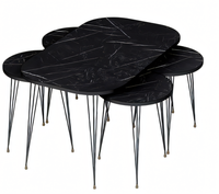 Schwarzer Holz-Couchtisch Mit Beistelltischen Modern Und Stilvoll