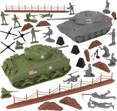 BMC WW2 D-Day Tank Battle - 36pc Plastic Army Men Playset - Picture 2 of 9