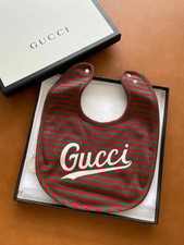 GUCCI Baby Lätzchen Rot und Grün Web Streifen Design Logo Made in Italy mit...
