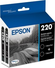 EPSON 220 DURABrite Ultra Ink Standard Capacity Black Dual Cartridge Pack (T2201