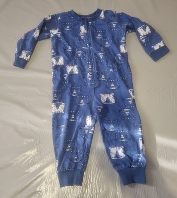 Jungen Schlafanzug 1 Stück Reißverschluss blau-weiß Gr. 12 Monate 80 cm