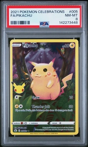 2021 POKEMON CELEBRATIONS #005 FULL ART/PIKACHU PSA 8