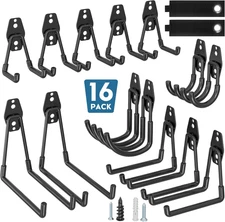 Heavy Duty Garage Hooks, Anti-Slip Coated Black Steel with Strong Load Capacity,