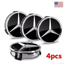 Black 75mm 4PCS Wheel Center Hub Caps Emblem Fit For Mercedes Benz Badge Logo