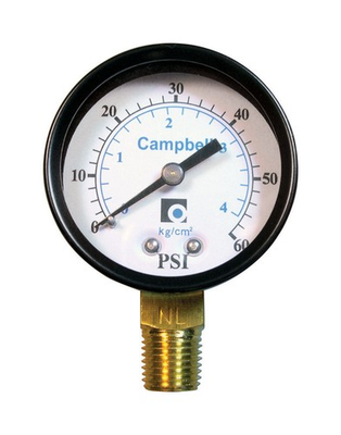#ad Campbell PG4T NL Brass 0 to 60 PSI Pressure Gauge 2 Dia. x 1 4 Stem in. $10.35