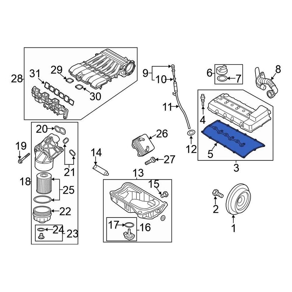 For Volkswagen Passat 2006-2018 Volkswagen 03H103483E Engine Valve Cover Gasket Foto 4 de 4