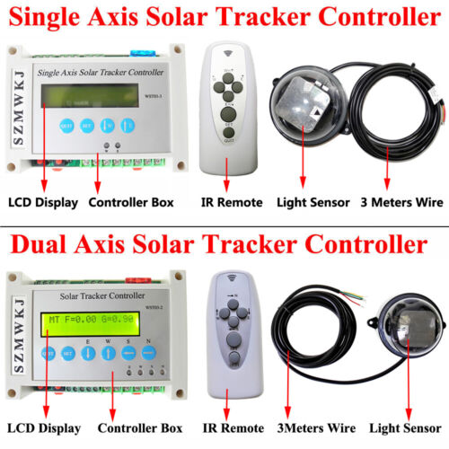 Auto-Tracking Single/Dual Axis LCD Solar Panel Tracker Controller + IR Remote AT