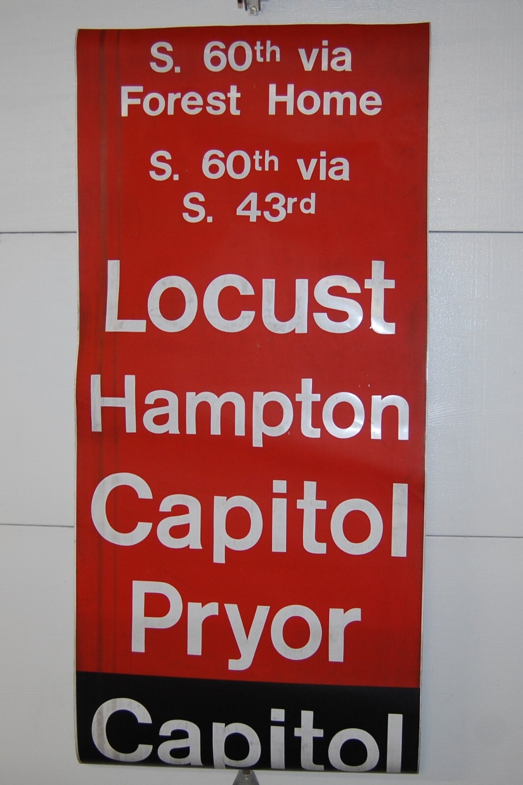 Vtg. 1970s Milwaukee Bus Destination Roll Sign MKE Capitol, Hamptom++ ...