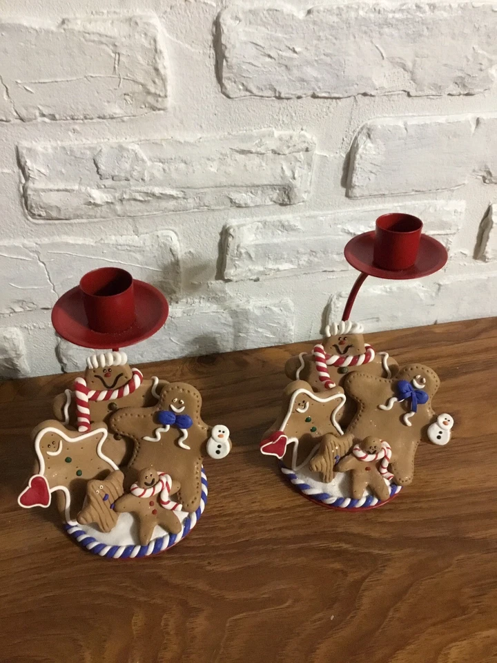 Pair Of Giftcraft Gingerbread Christmas Candle Holders - Image 2 of 4