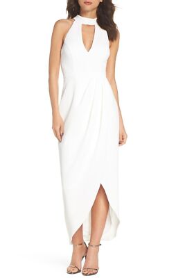 maternity halter dress Halter Maternity Midi Dress with Side Slit and Keyhole Back OLIVE / X-LARGE main image 0