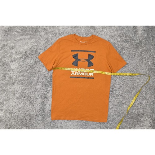 Under Armour Orange Cotton T-Shirt Men S Loose Crew Neck Short Sleeve Solid - Picture 7 of 7