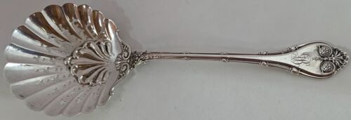 RARE WHITING STERLING SILVER 8 3/4" EMPIRE PATTERN PIERCED PEA SPOON C. 1890 - Afbeelding 1 van 5