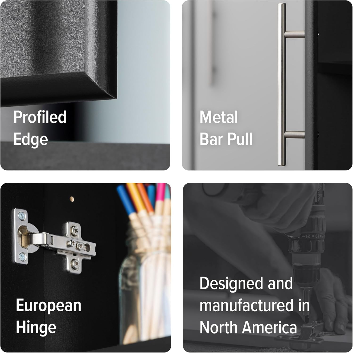 Elite 54" Wall Cabinet, Black Storage Cabinet, Bathroom Cabinet, Pantry Cabinet 