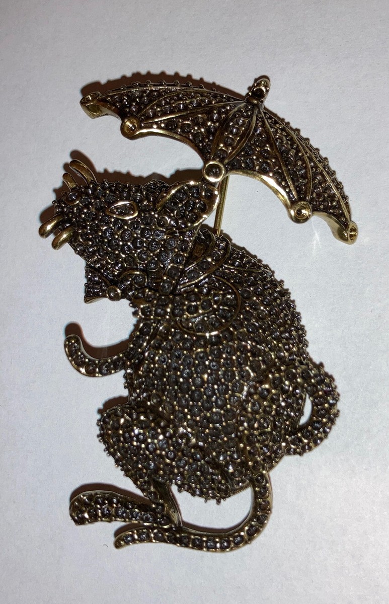 Signed Heidi Days Large 3” Octavious Mouse Rat With Umbrella Brooch Pin View 2