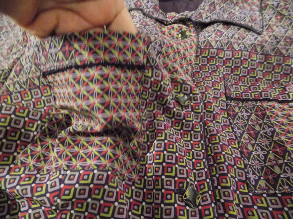 Vestido Camisa De Colección Patchwork Berenjena Púrpura YOU BEE TOKYO Botón Geométrico Delantero L Foto 4 de 4