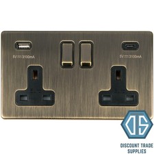 Antique Brass Screwless Switches and Sockets Flat Concealed Plate