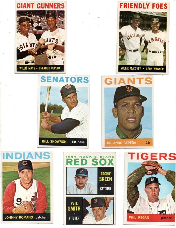 (7) Sharp 1964 Topps Baseball Cards. Mays, Cepeda (2), McCovey, + High #535!