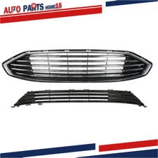 Front Bumper Upper Lower Grille Assembly For Ford Fusion 2017-2018 Chrome