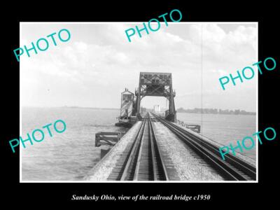 OLD 8x6 HISTORIC PHOTO OF SANDUSKY OHIO THE RAILROAD BRIDGE c1950