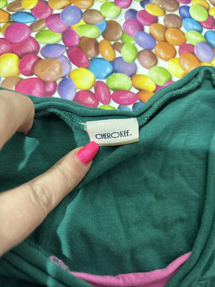 Girls Cherokee Kids Age 11-12 Years Green Embroidered Flower Jersey T-shirt Top - Image 3 of 4