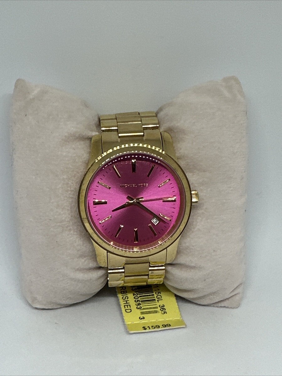 Michael Kors Runway Pale Pink セラミック腕時計 Michael Kors Runway Chronograph White Dial Pink Steel Strap