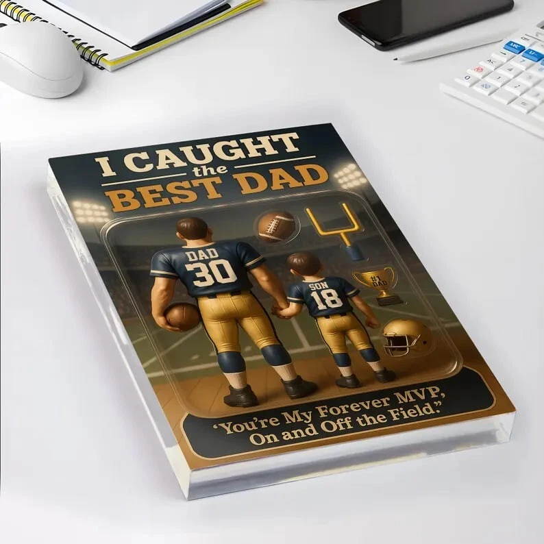 Bloque Acrílico Personalizado No.1 Fútbol Papá - Regalo Día del Padre para Él Foto 3 de 4