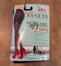 Assets Spanx Tights Size 3 Reversible Diamond Black Shaping 155-180lbs