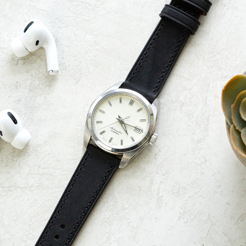 Italian Leather Watch Band - Full-Grain Leather - Black - 18, 20 or 22mm - Image 4 of 4