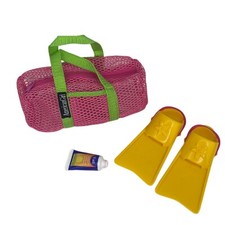 American Girl Scuba gear, 3 piece set Flippers Sunscreen Mesh Bag
