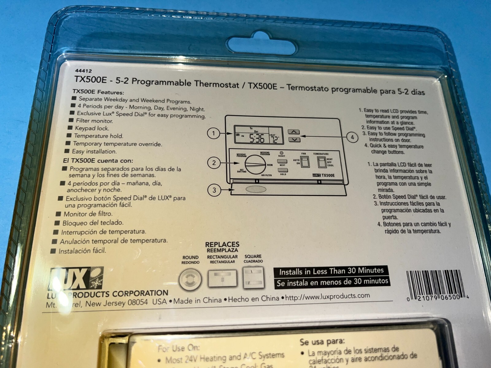 Lux Smart Temp Thermostat TX500E 5-2