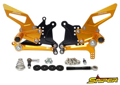 NINJA ZX-6R ZX636 SNIPER Adjustable Rearset 6position Gold