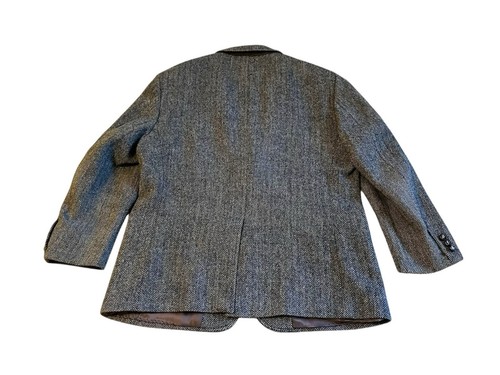 Vintage Jos A Bank Harris Tweed Blazer Men’s Gray Herringbone Wool Size 44R - Picture 2 of 11