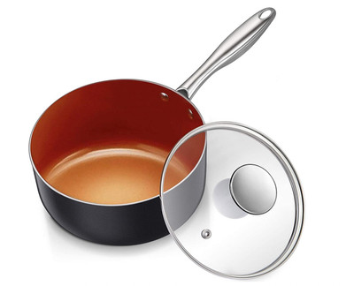 3 Quart Saucepan with Lid, Ultra Nonstick Copper Sauce Pan with Lid, Small Pot
