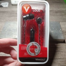Vivitar Stereo Earphones With Mic Black  Silver Stereo NIB
