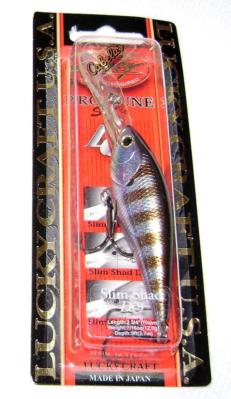 LUCKY CRAFT SLIM SHAD D9 LURE CABELA'S EXCLUSIVE BLUE GILL COLOR