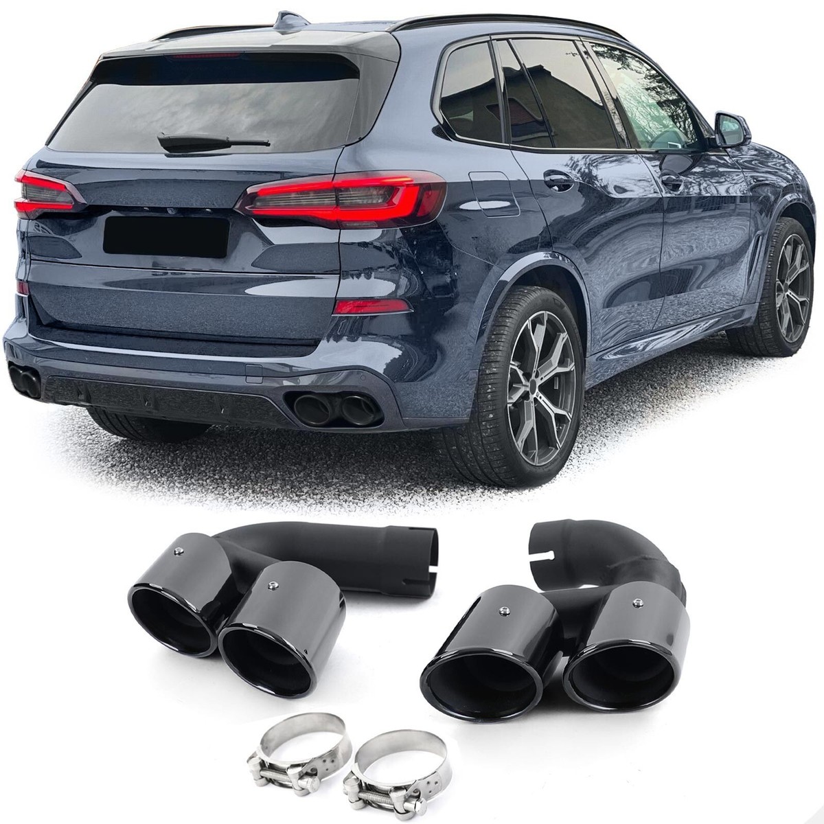 純正　テールパイプトリム左右セット　X5 GO5 Performance GLOSS BLACK EXHAUST TAIL PIPE TRIMS TIPS FOR BMW X5 G05 X6 G06 X7