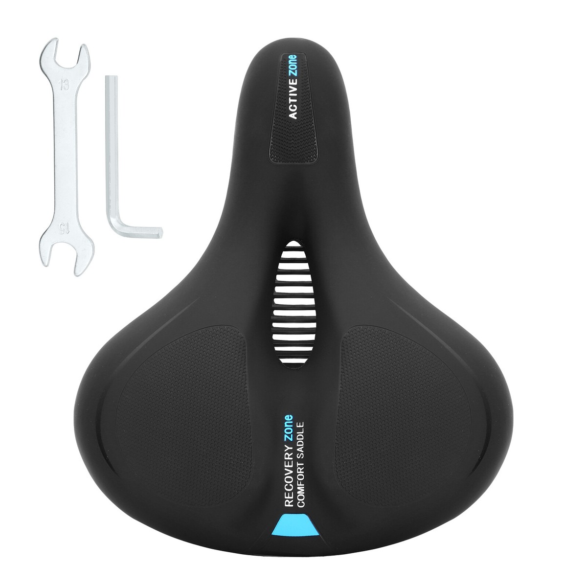 Selle Vélo Confort Gel Large Big Bum - Coussin D'Air PU Noir (Universel)