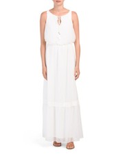 NEW ADRIANNA PAPELL WHITE CHIFFON MAXI DRESS SIZE 14 $129