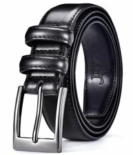 Men Belts Leather Classic Casual Dress with Single Prong/Slide Click Buckle