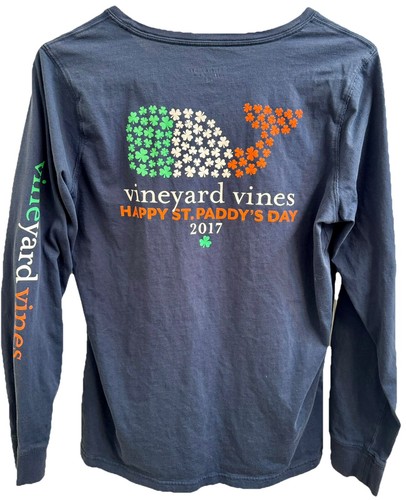 Vineyard Vines Girls M Long Sleeve Pocket T-Shirt Navy 100% Cotton with Logo - Picture 2 of 9