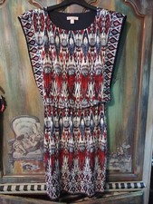 Christopher Banks Drop Waist Geometric Dress Size 6 Layers Open Sides Simiformal