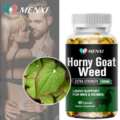 Qty60 Horny Goat Weed Powder with Maca Root,Ginseng 1200MG Testosterone Booster 