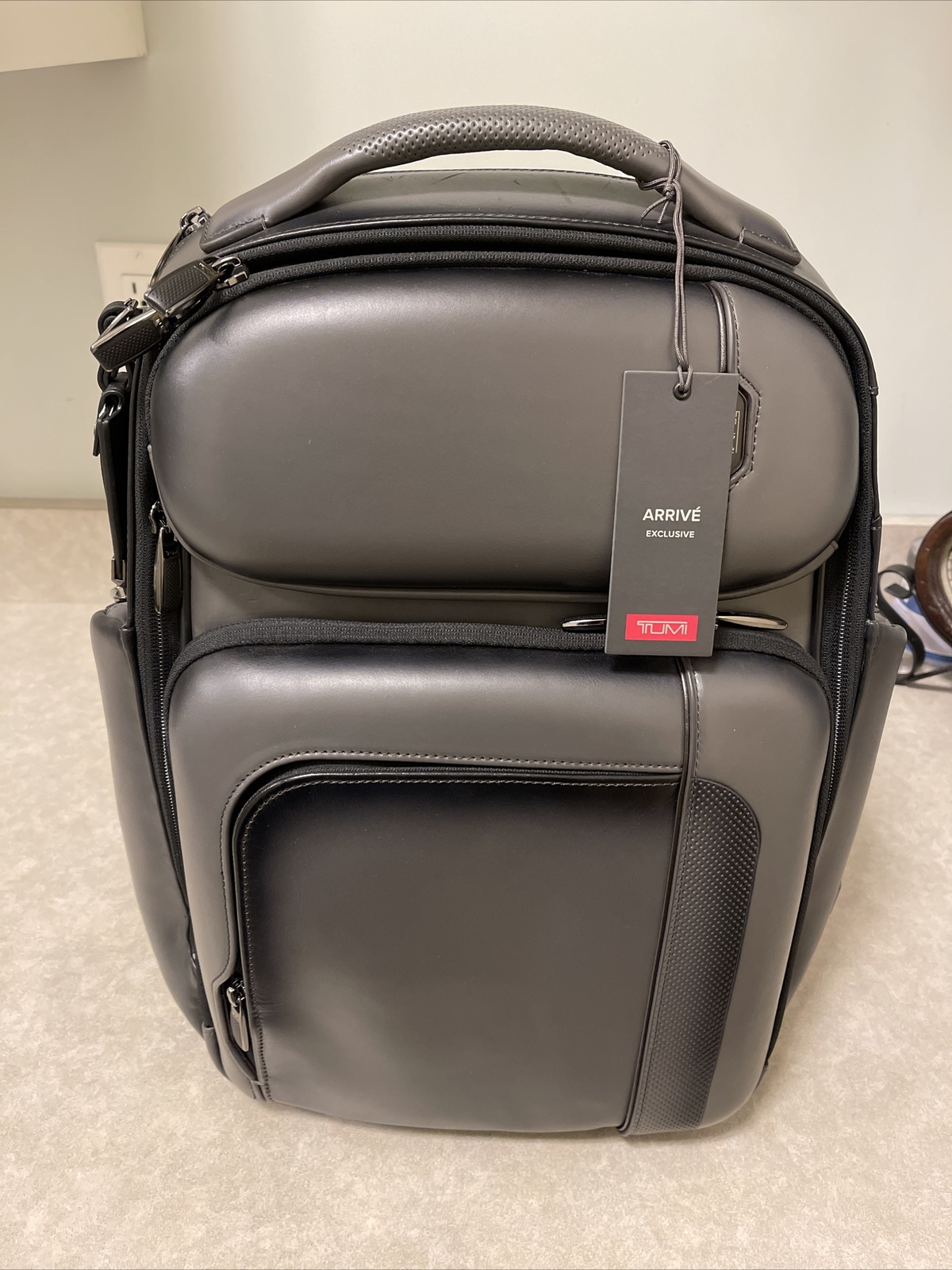 tumi barker backpack leather