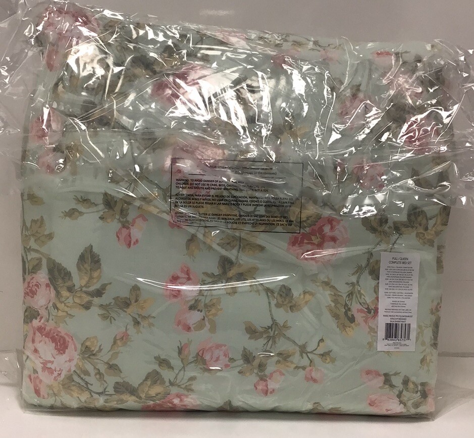 Laura Ashley Madelynn Floral Reversible Comforter Set 7Piece Set/FullQueen eBay