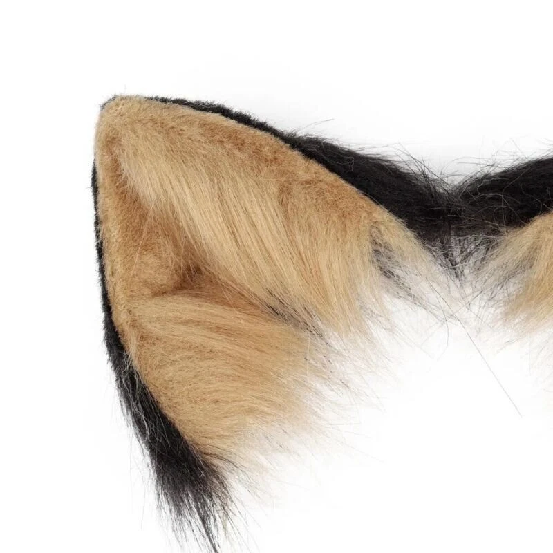 Faux Fur Fox Wolf Ears Headband Furry Long Tail Anime Cosplay Halloween Costume - Image 4 of 4