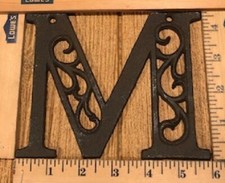 Letter "M" Ornate Cast Iron Filigree 4 5/8"tall by 6"wide Rustic 0557-M
