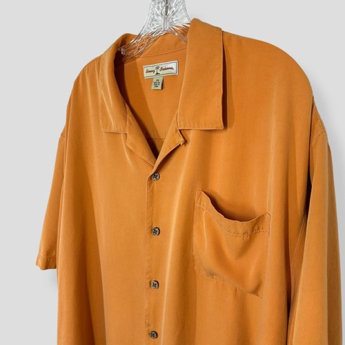 Tommy Bahama 100% Silk Orange Short Sleeve Casual Button Up Size XXL Hawaiian - Picture 4 of 9