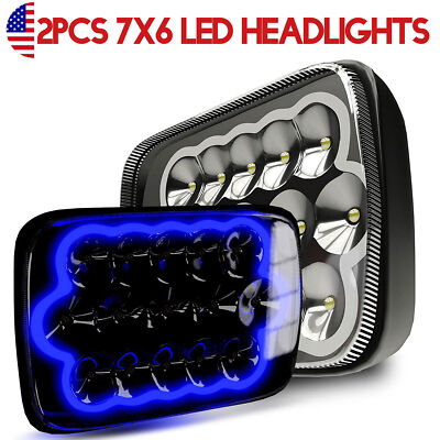 Pair 7X6 5x7 LED Headlight Hi/Lo Beam For Chevy Express Cargo Van 1500 2500 3500