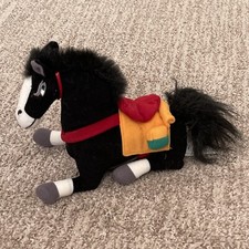 Disney Store Mulan KHAN Black White Horse Bean Bag Plush Stuffed Animal Toy