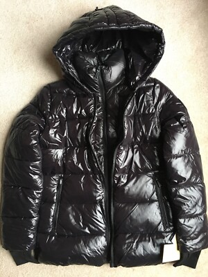 Michael Kors Women's Hooded Bib Puffer Coat Jacket Black S